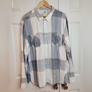 Levi's Plaid‎ Flannel Button Down Long Sleeve Shirt Size XL